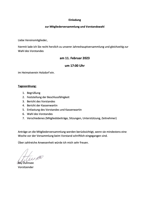 Einladung zur Mitgliederversammlung 2022